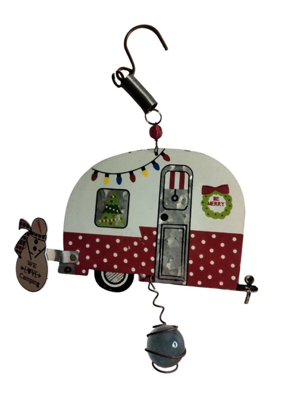 Metal Camper Christmas Decoration Hanging Springy mobile Merry We Love Camping